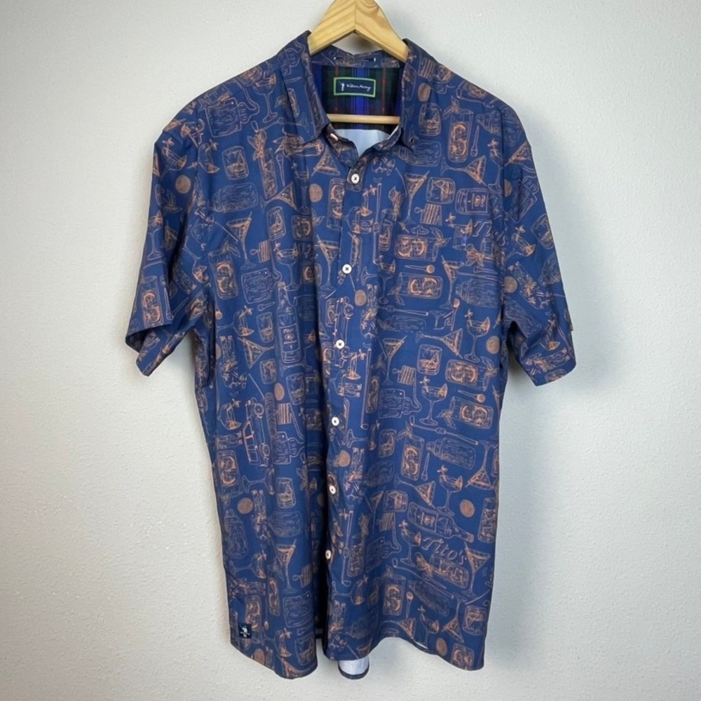 William Murray Short Sleeve Button Up Shirt XL Golf Cocktail AOP Performance